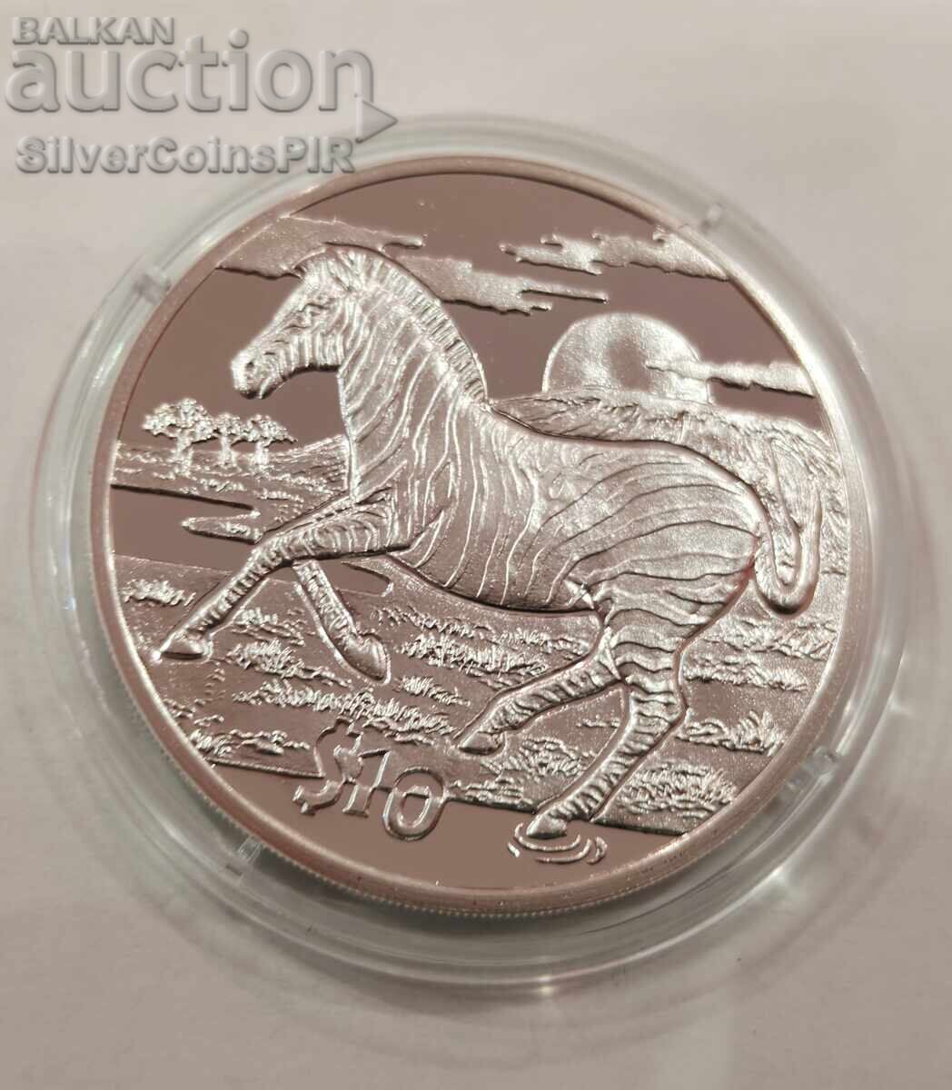 Δημοπρασία Ασημένιο νόμισμα 10$ Ζέβρα 2007 Σιέρρα Λεόνε