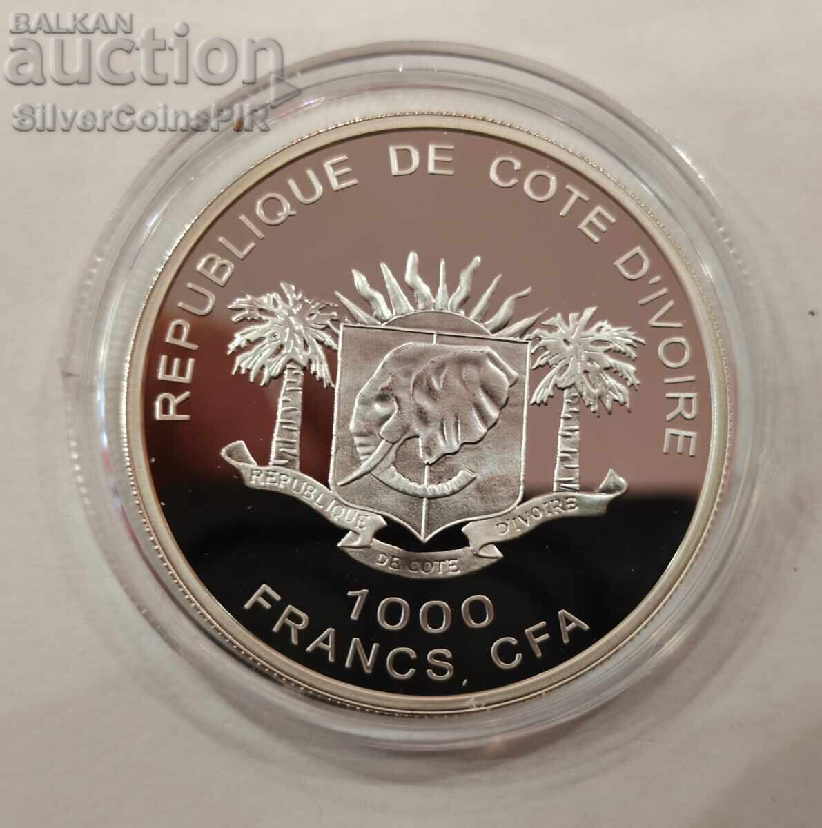 Livrarea Argint 1000 Franci Manat 2007 Coasta de Fildeș Livrarea Argint 1000 Franci Manat 2007 Coasta de Fildeș