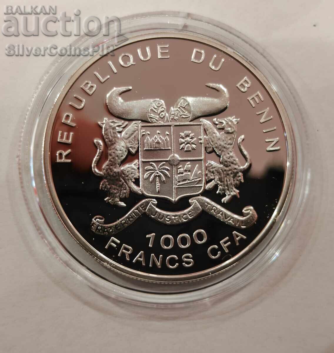 Livrarea Argint 1000 franci Tucan 2008 Benin