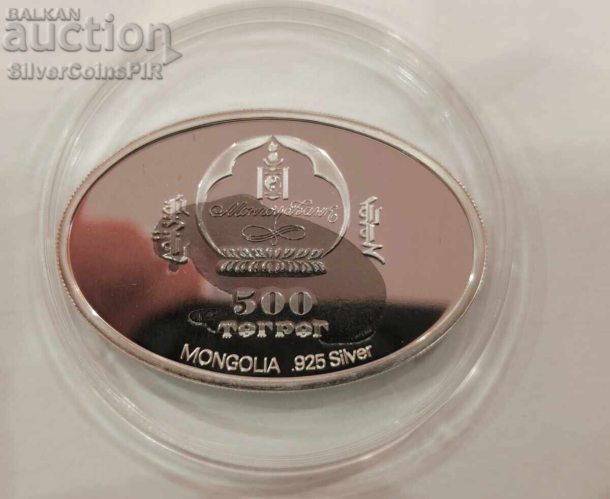 Livrarea Argint 500 Tugrik Leopardul Zăpezilor 2005 Mongolia