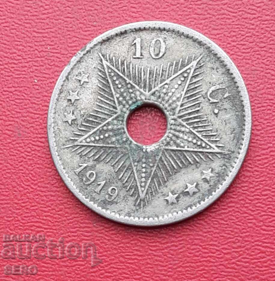 Congo Belgian-10 cenți 1919 Congo Belgian-10 cenți 1919