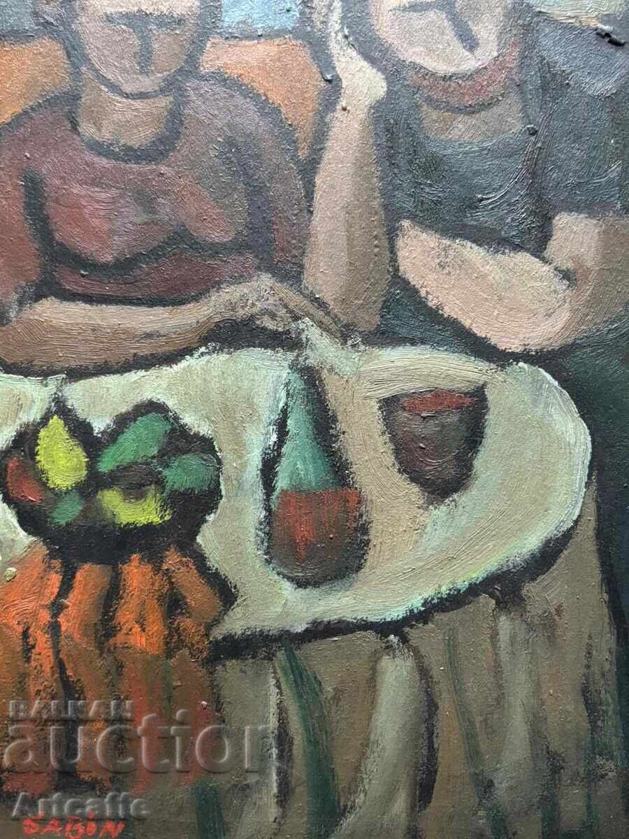 Sami Bicerano-Sabin-Couple at the table, oil - 6
