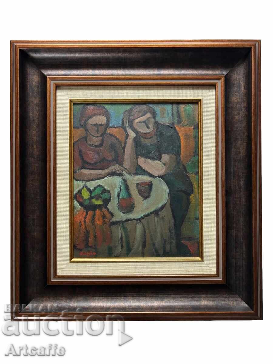 Sami Bicerano-Sabin-Couple at the table, oil