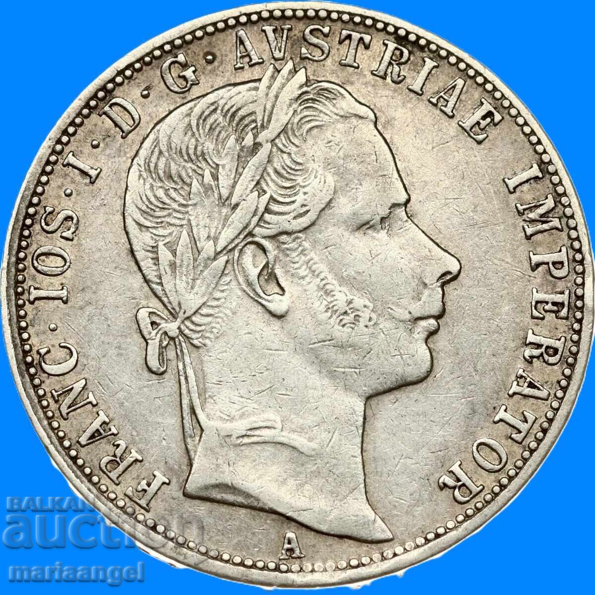 Licitație 1 Florin 1861 Austria Franz Joseph argint Patină Licitație 1 Florin 1861 Austria Franz Joseph argint Patină