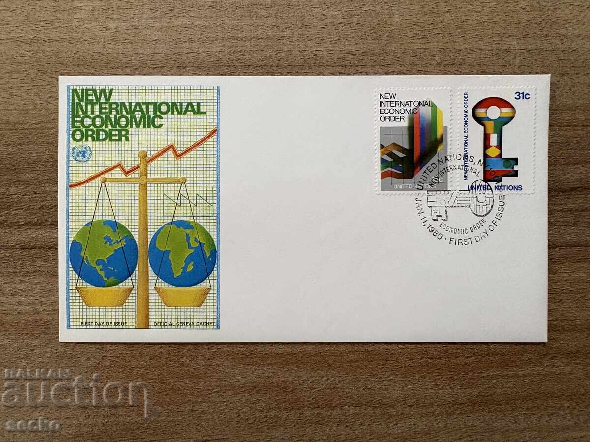 ONU New York - Plic prima zi - Nou internațional...(1980) ONU New York - Plic prima zi - Nou internațional...(1980)