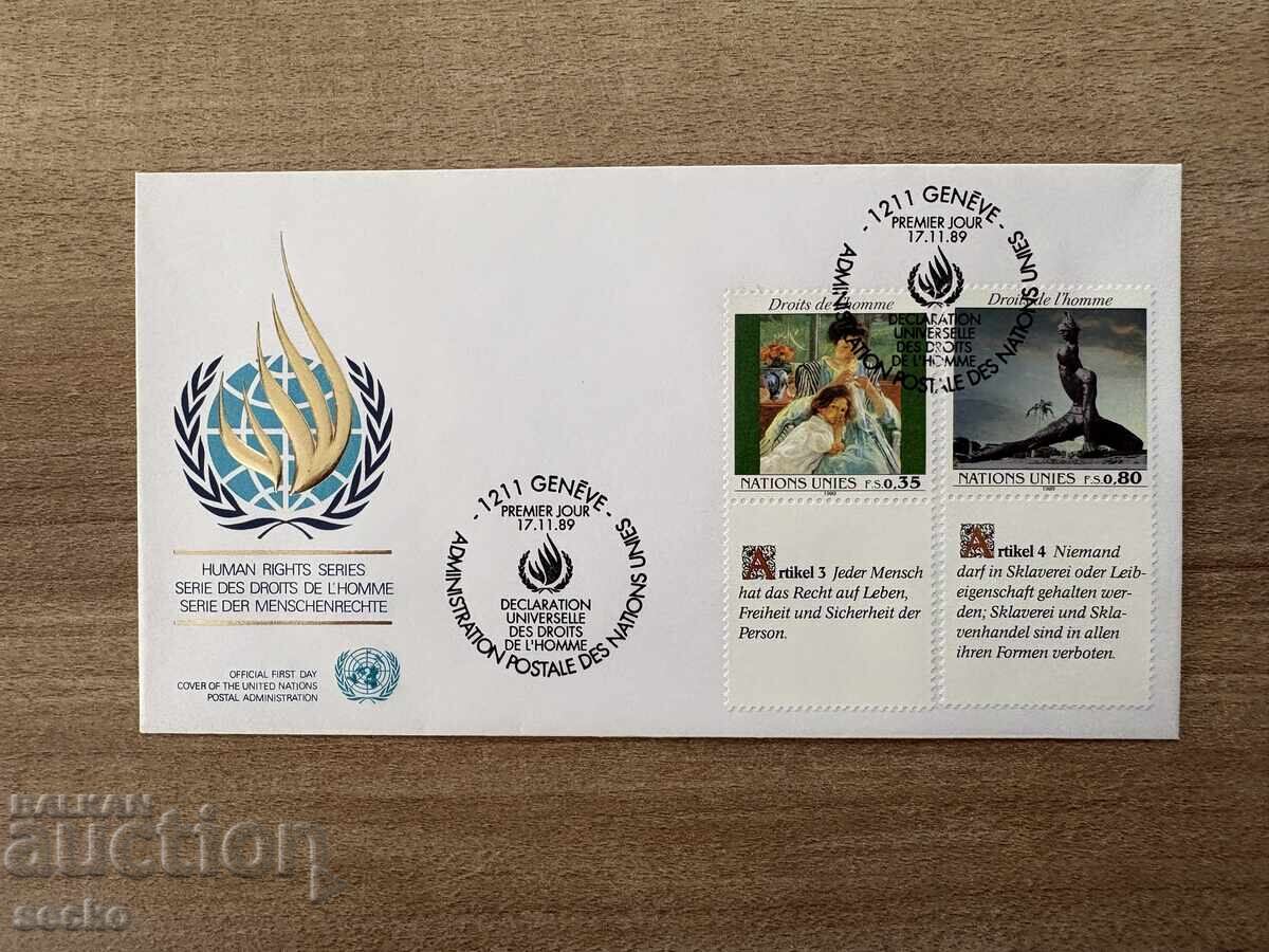 ONU Geneva - Plic prima zi - Drepturile omului (1989)