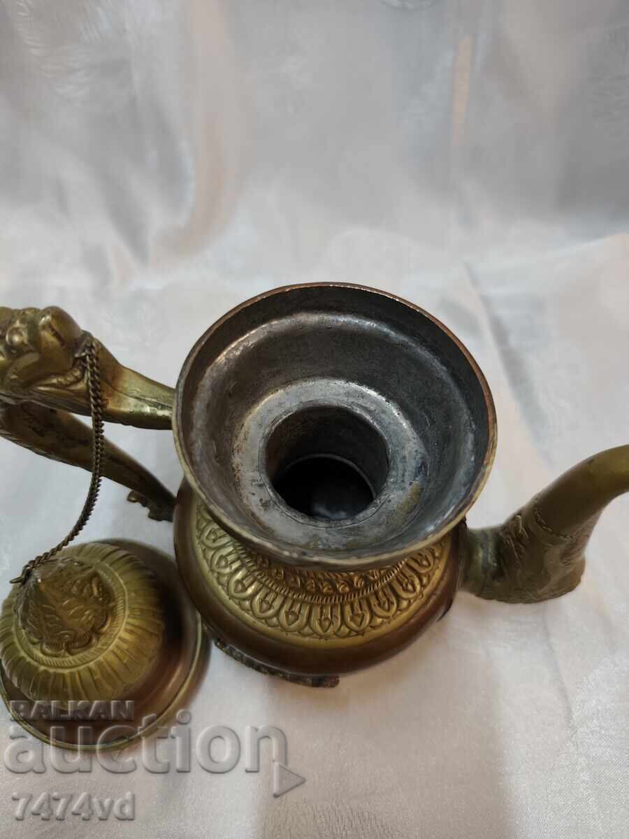 Θιβετιανή τσαγιέρα από παλαιωμένο χαλκό και μασίφ ορείχαλκο, δράκοι - 6
