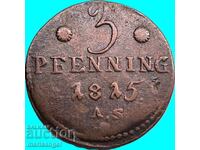 3 pfennigs 1815 Germany Rostock free city