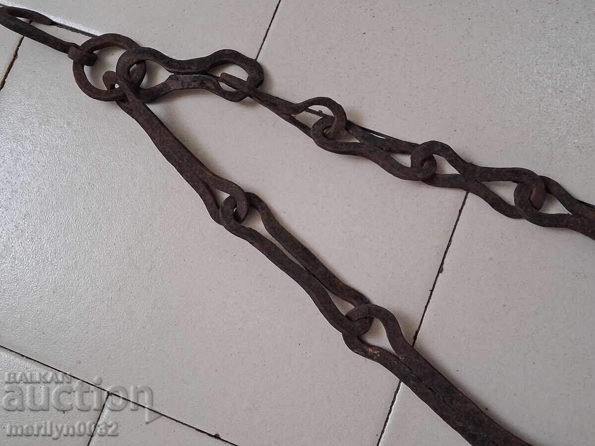Lant vechi din fier forjat cu carlig, lant vatra carlig - 5