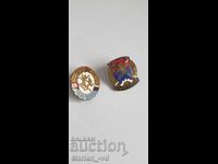 Lot of two badges, second and third class, enamel, screw-back