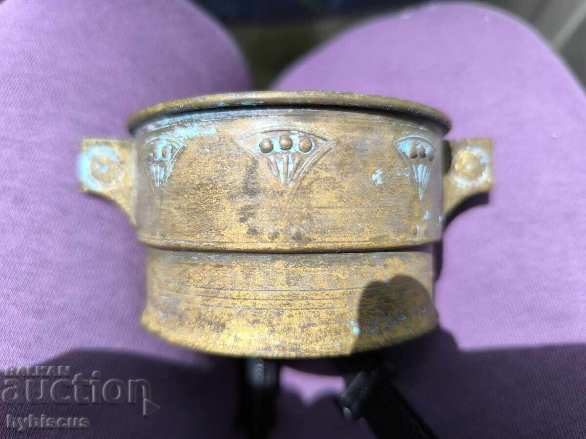 Lot de trei obiecte metalice importate în stil Art Nouveau, set pentru fumat - 5