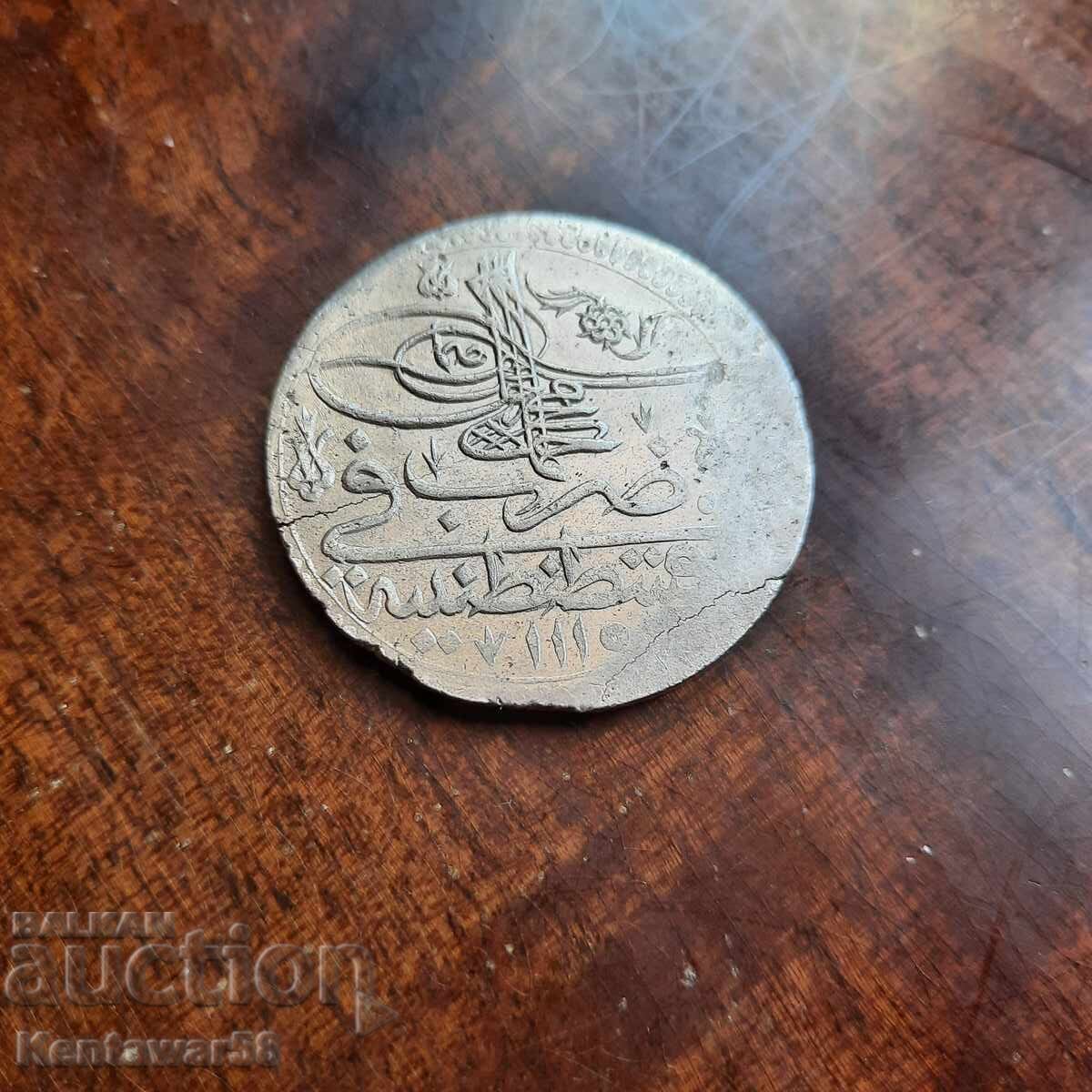 Monedă otomană 1115 kuruș Ahmed al III-lea argint