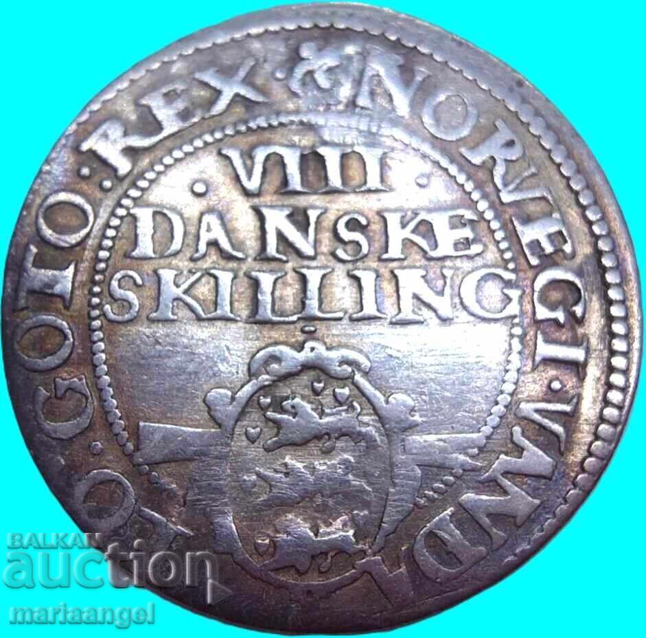 Danemarca 8 Șilingi 1608 Christian VIII argint - 6