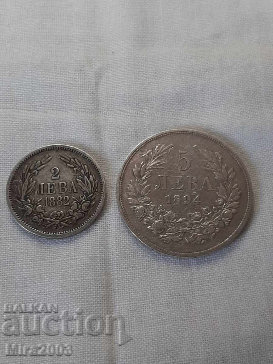 5 leva 1894 + cadou 2 leva 1882 de la 0.01 BGN - 5 5 leva 1894 + cadou 2 leva 1882 de la 0.01 BGN - 5