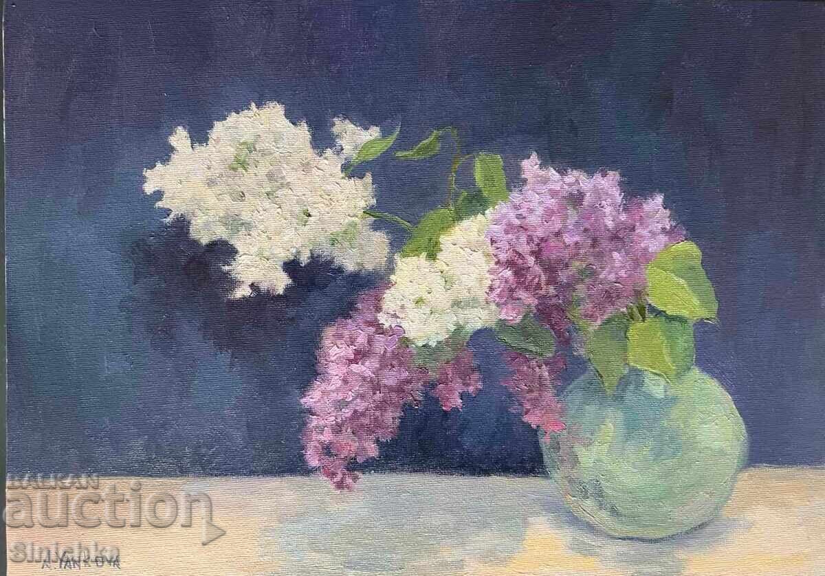 Авторска картина, маслена живопис. Цветя.