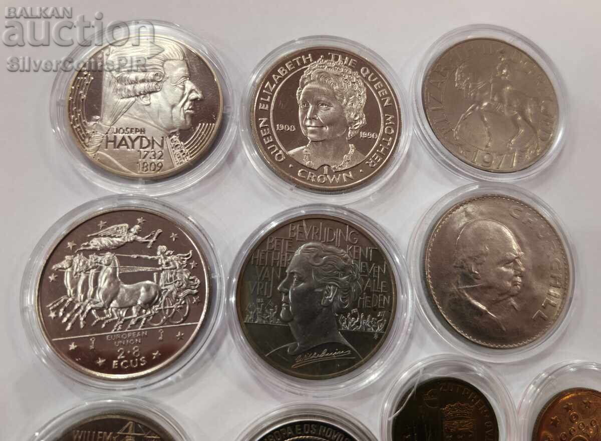 Licitație Lot de 10 monede jubiliare diverse Licitație Lot de 10 monede jubiliare diverse