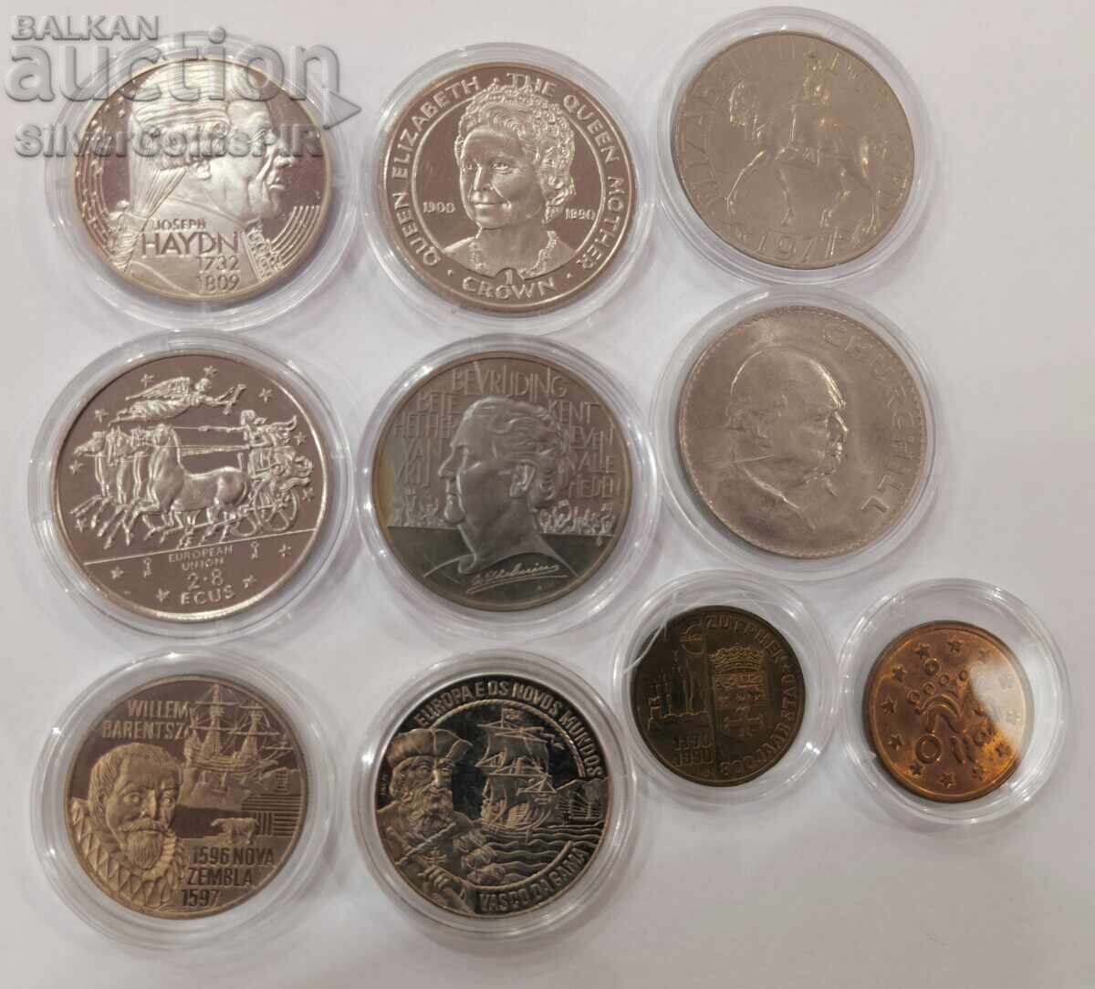 Lot de 10 monede jubiliare diverse Lot de 10 monede jubiliare diverse