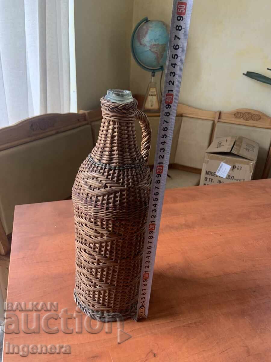 Licitație DAMIGEANĂ STICLĂ STICLĂ UNICĂ ÎMPLETITURĂ VECHE - 3 LITRI