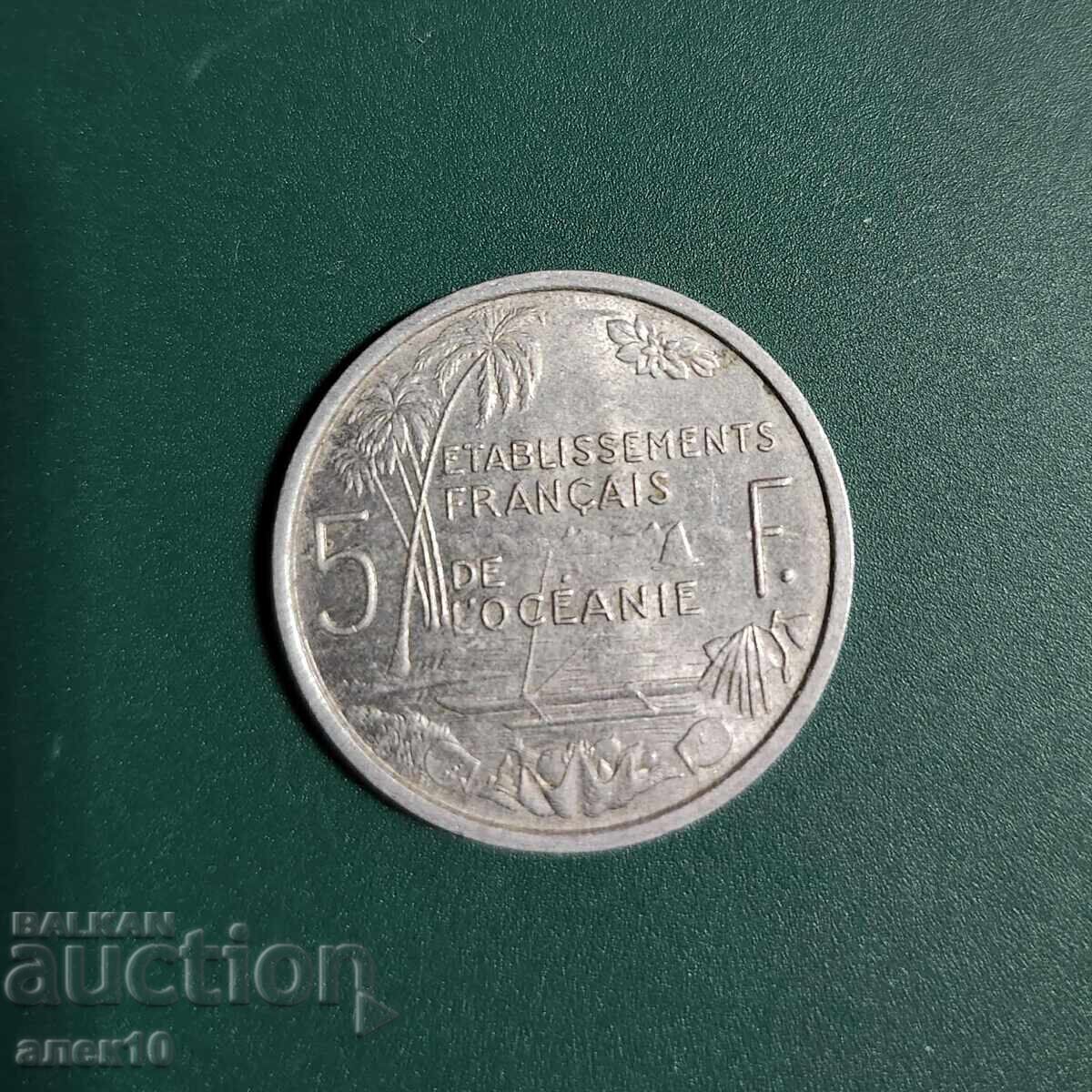 Френска  Океания  5  франк   1952     р