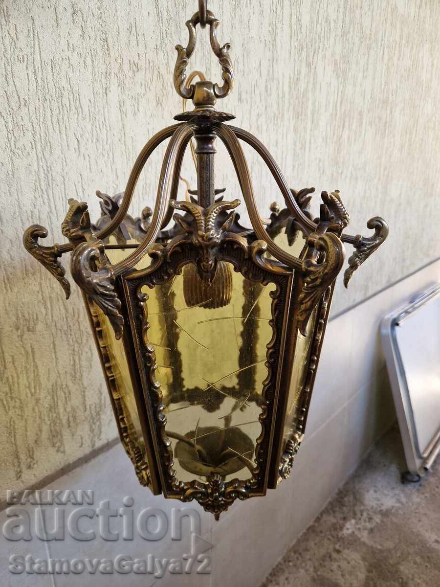 Delivery of Unique antique French bronze Empire style chandelier
