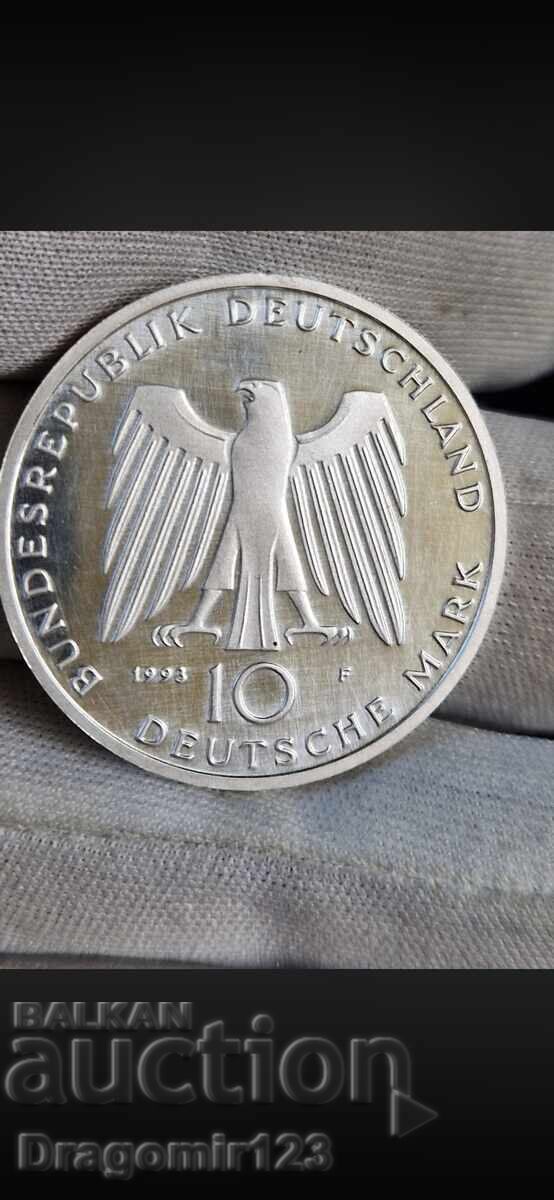 Monedă de argint Germania 10 Marci 1993 F – 1000 ani Potsdam