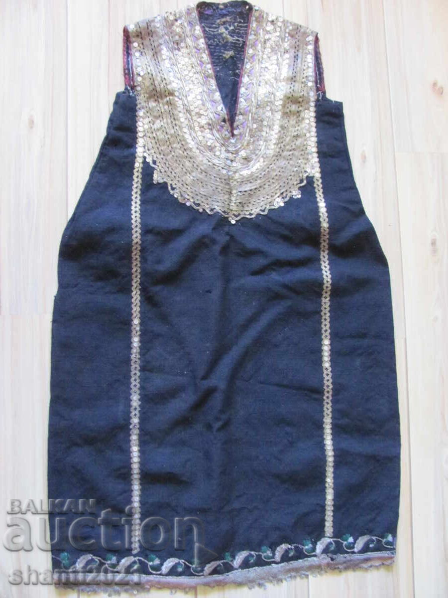 19th century women's folk costume, gold wire and sequins