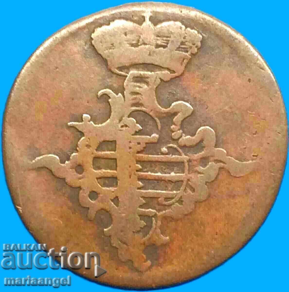 3 пфенига 1760 Саксен Ваймар Айзенах Германия медна - 5