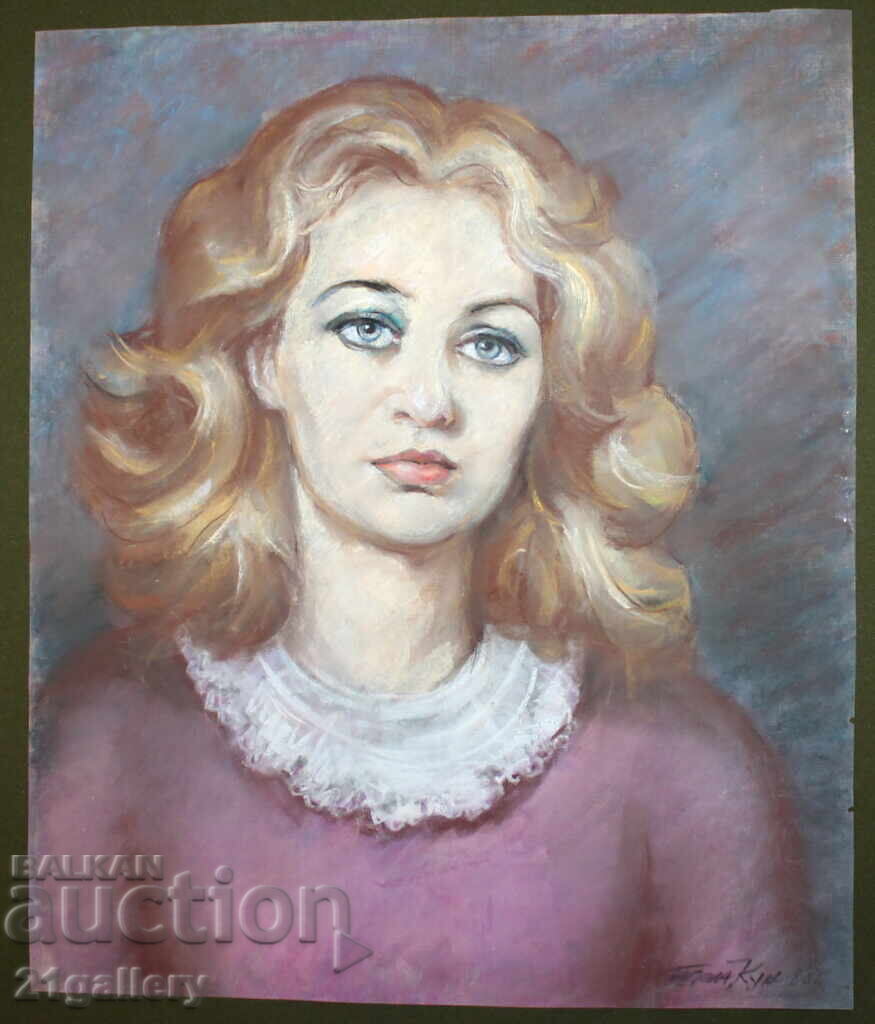Licitație Tancho Kunev - Tankun (1930-2010) portret în pastel Licitație Tancho Kunev - Tankun (1930-2010) portret în pastel
