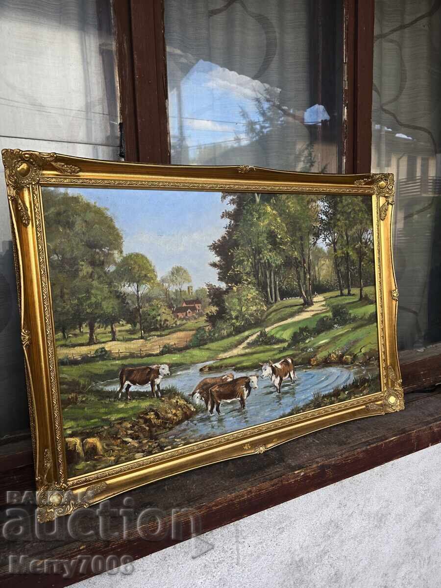 Licitație Vând tablou vechi, ulei pe pânză! Licitație Vând tablou vechi, ulei pe pânză!