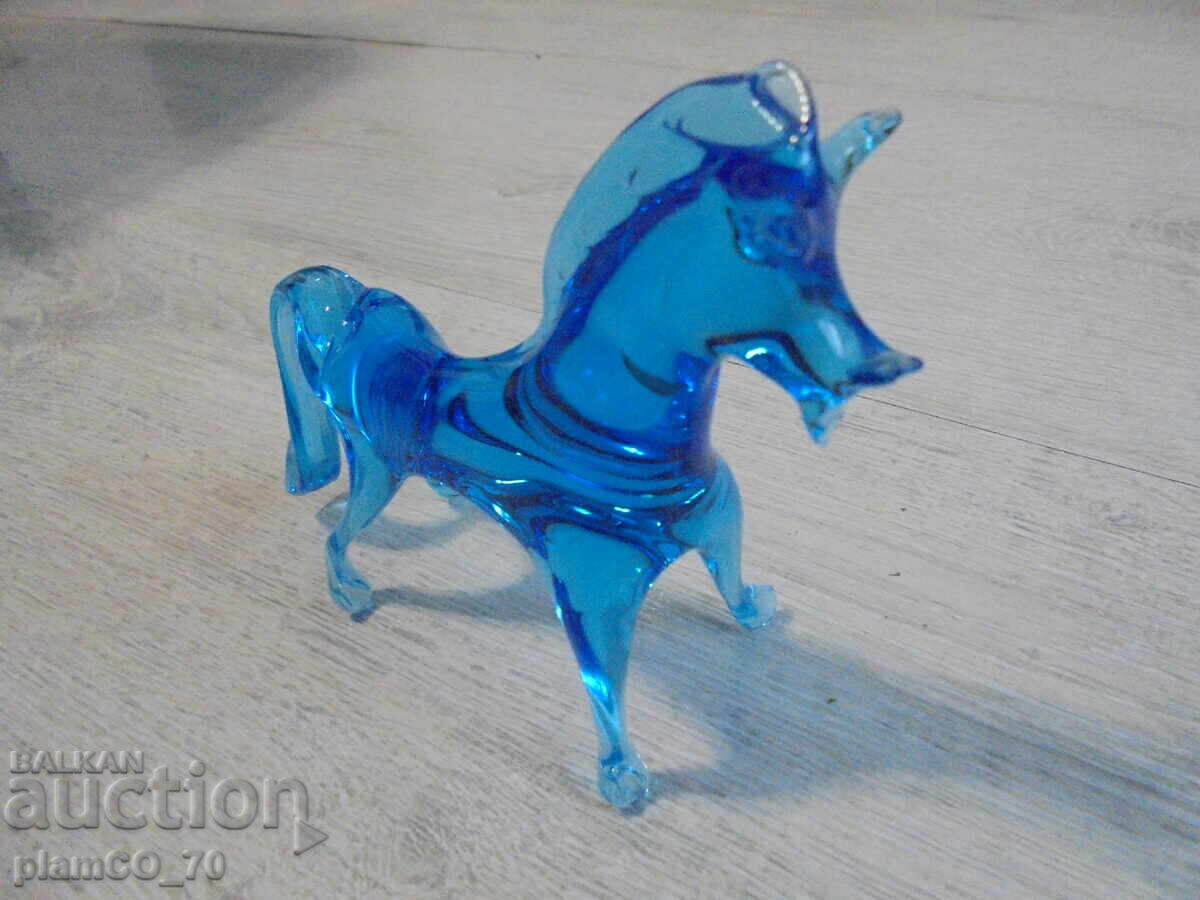 Nr. 8612 Figurină de colecție – căluț – sticlă albastră - 5