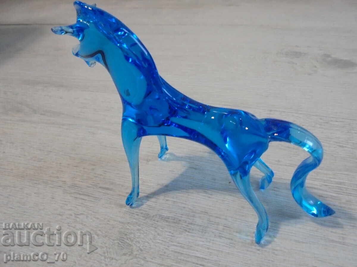 Nr. 8612 Figurină de colecție – căluț – sticlă albastră - 6