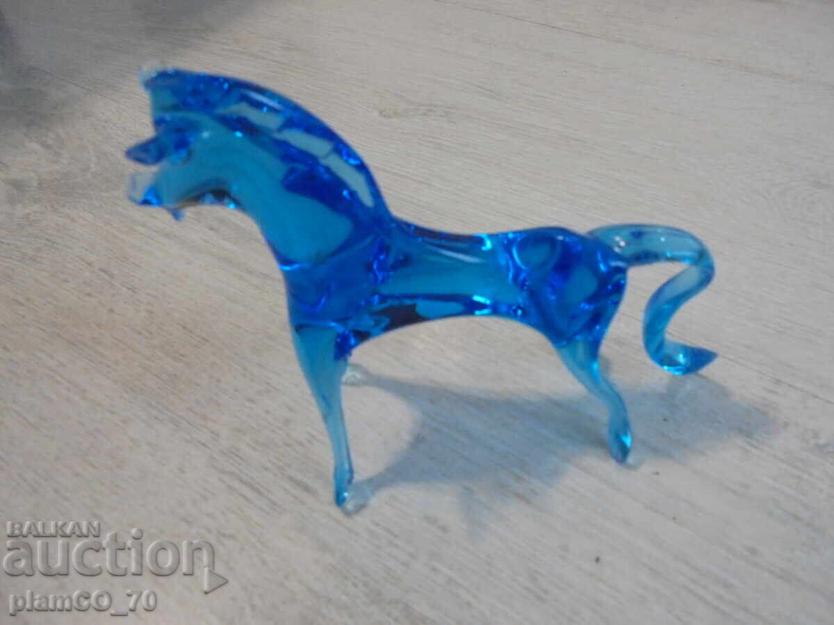 Nr. 8612 Figurină de colecție – căluț – sticlă albastră