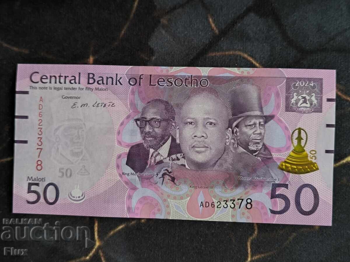 Bancnotă - Lesotho - 50 Maloti UNC | 2024