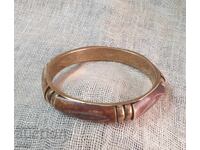 Brass and bone tile bracelet
