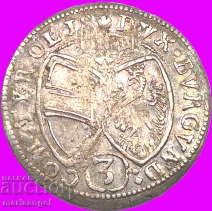 Livrarea Austria 3 Kreuzer 1650 Ferdinand II Karl Tirol argint