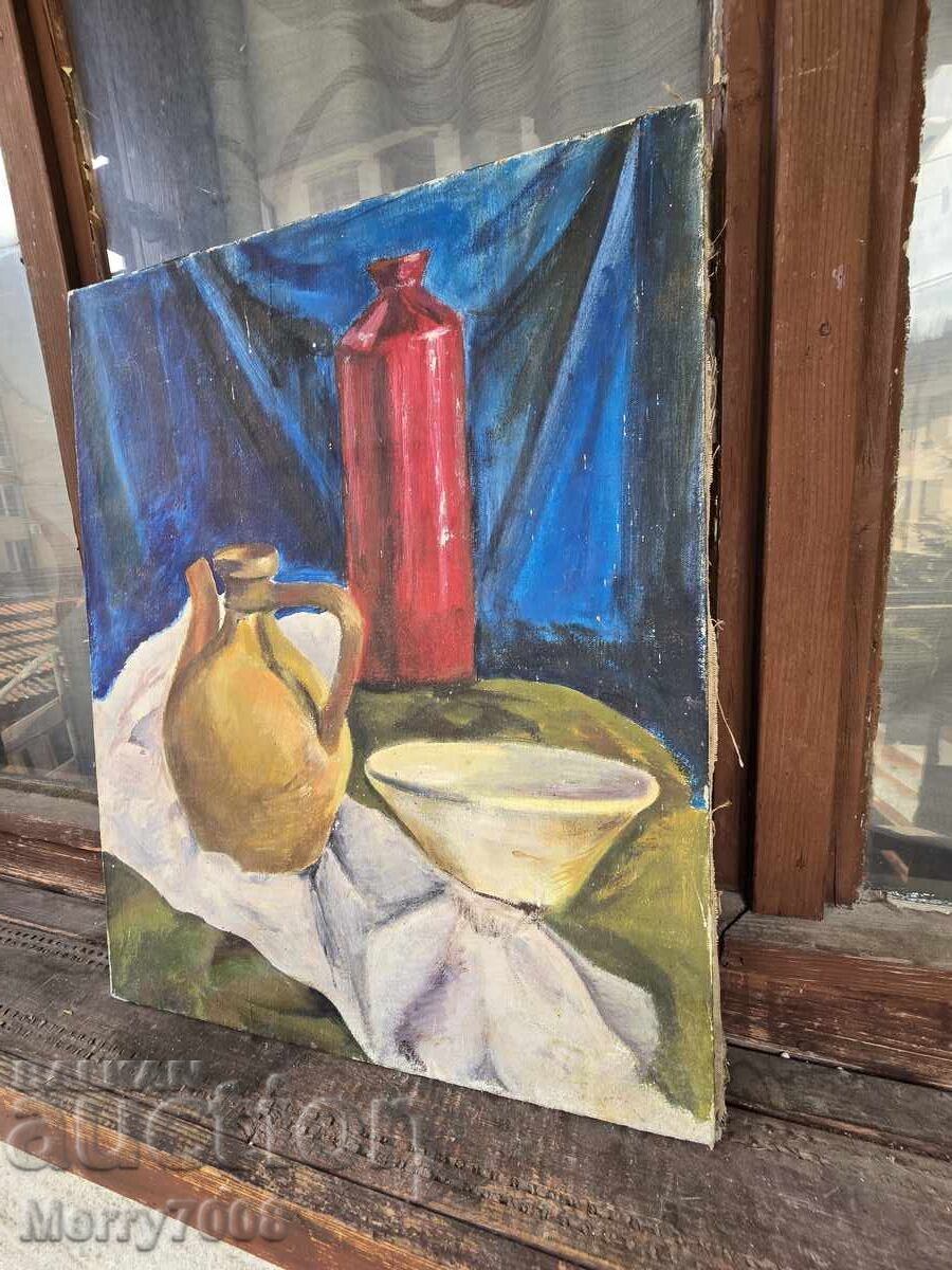 Auction  This is an old oil still life on canvas!
