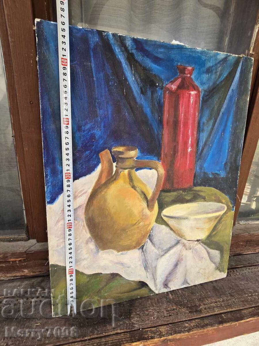 This is an old oil still life on canvas! - 6