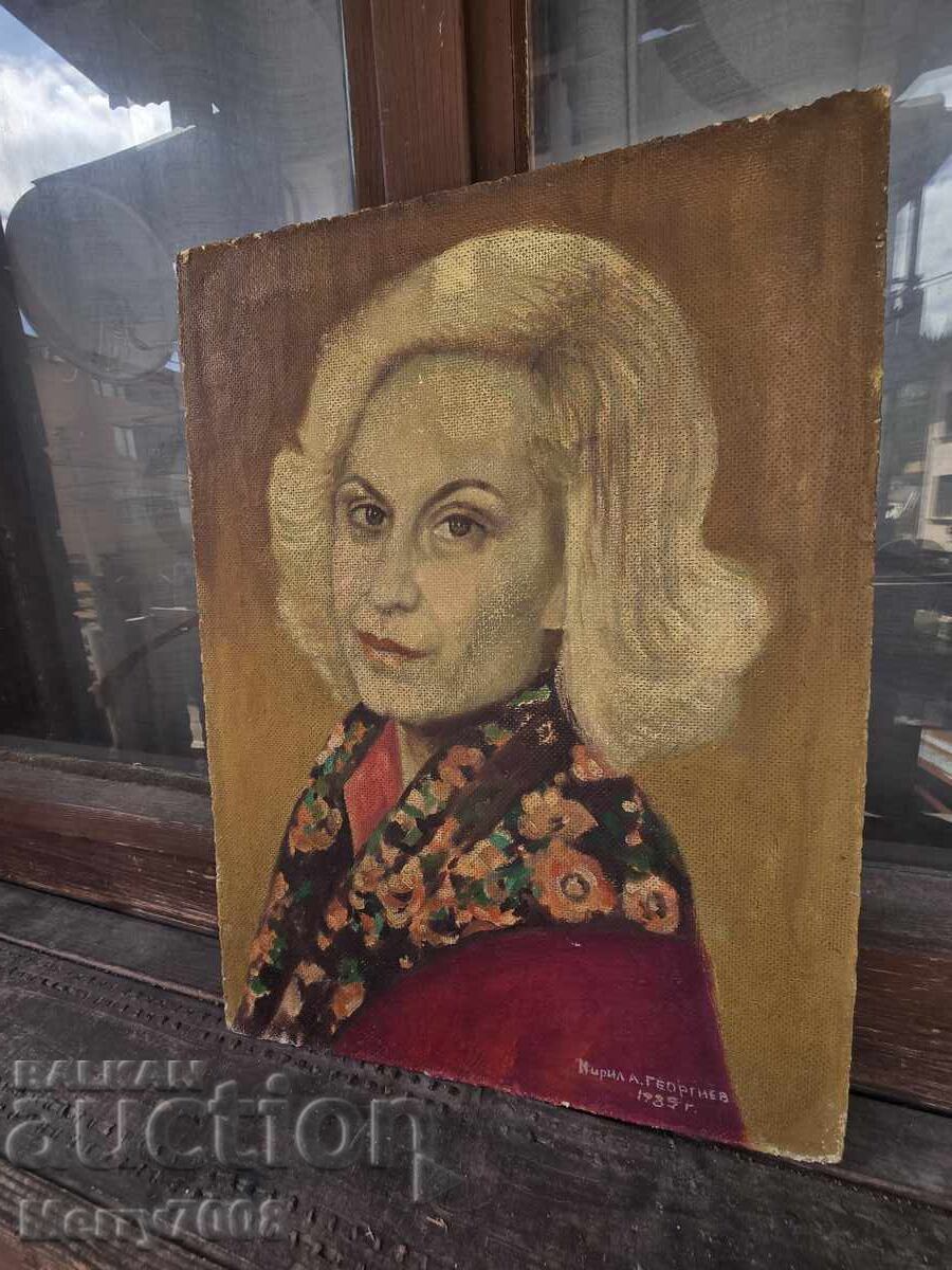 Acest tablou este un portret în ulei, semnat de Kiril A. Gheorghiev cu preț € 99.00 | 193.63 BGN