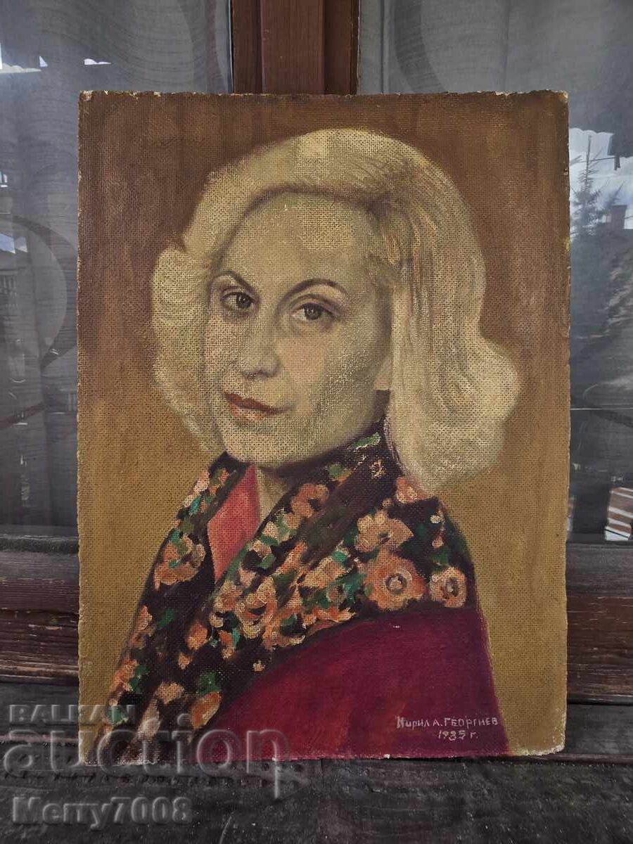 Acest tablou este un portret în ulei, semnat de Kiril A. Gheorghiev