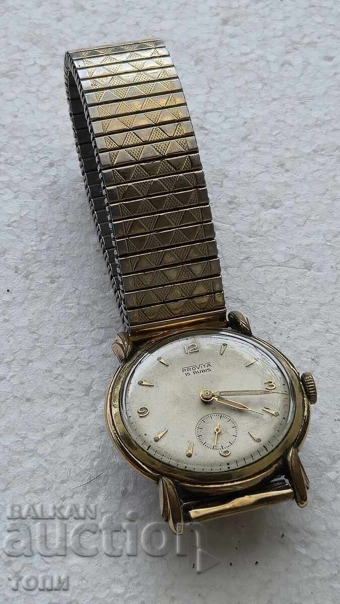 Auction  PROWITA SWISS MADE MILITARY RARE NOT WORKING GOLD-PLATED BZC!!