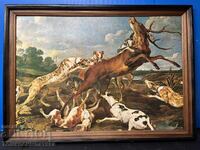 Hardboard print painting “Deer Hunting”