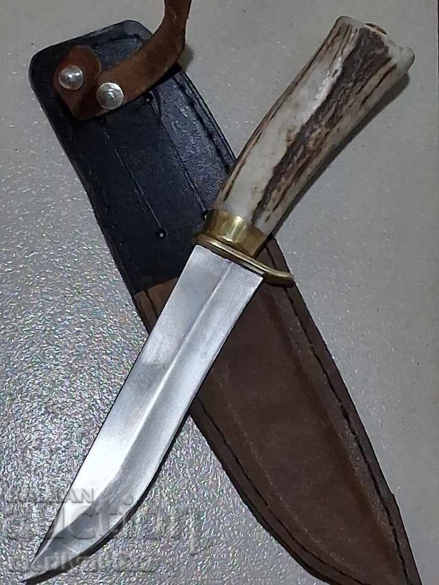 Hunting knife with sheath, deer antler handle with price € 74.89 | 146.47 BGN