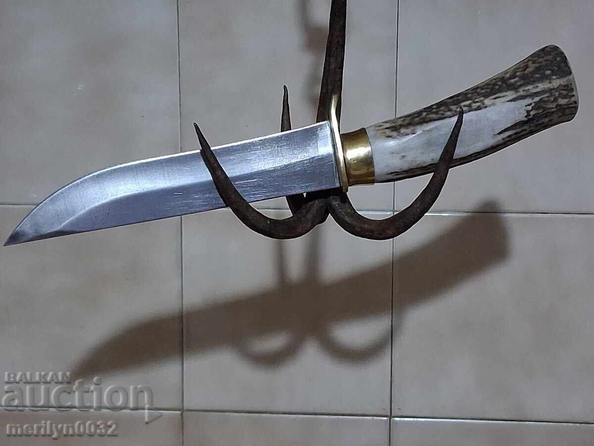 Hunting knife with sheath, deer antler handle - 7