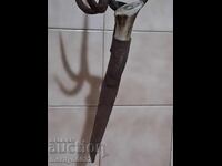 Hunting knife with sheath for slicing deli meats, deer antler handle