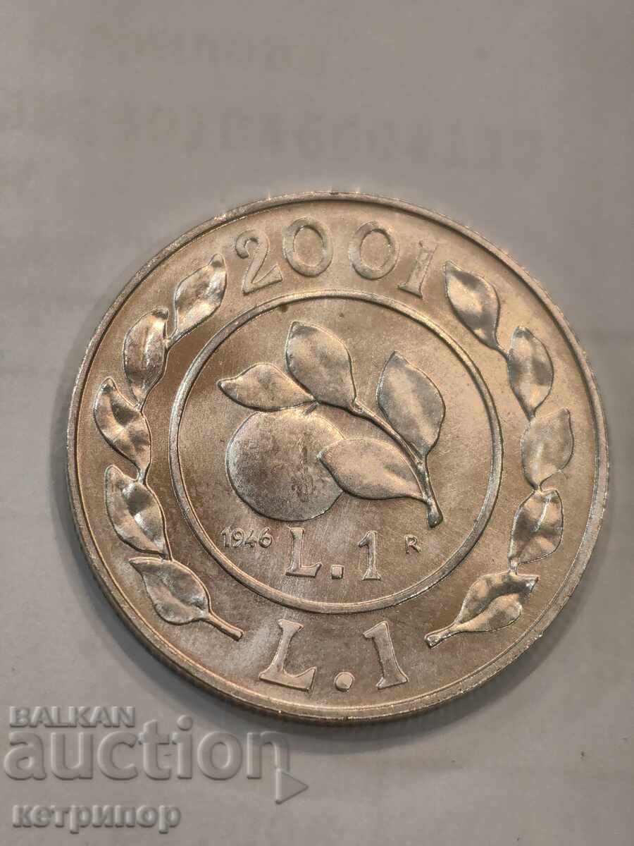 Italy 1 lira 2001 Silver
