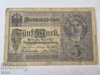 Банкнота 5 марки 1917г. Германия