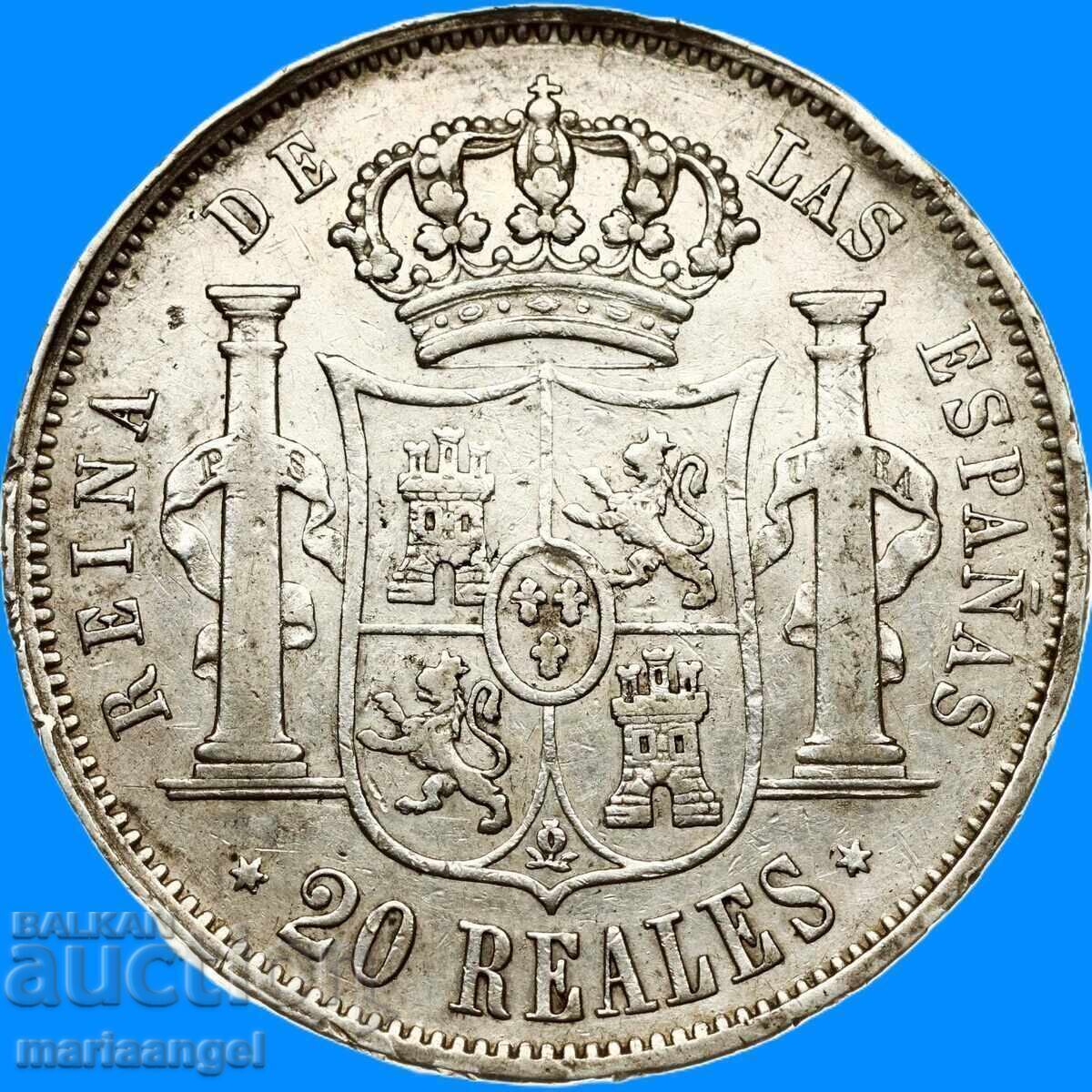 Παράδοση 20 Reales 1850 Ισπανία Τάληρο 25,89g Ισαβέλλα Β' (1833-1856) ασήμι Παράδοση 20 Reales 1850 Ισπανία Τάληρο 25,89g Ισαβέλλα Β' (1833-1856) ασήμι