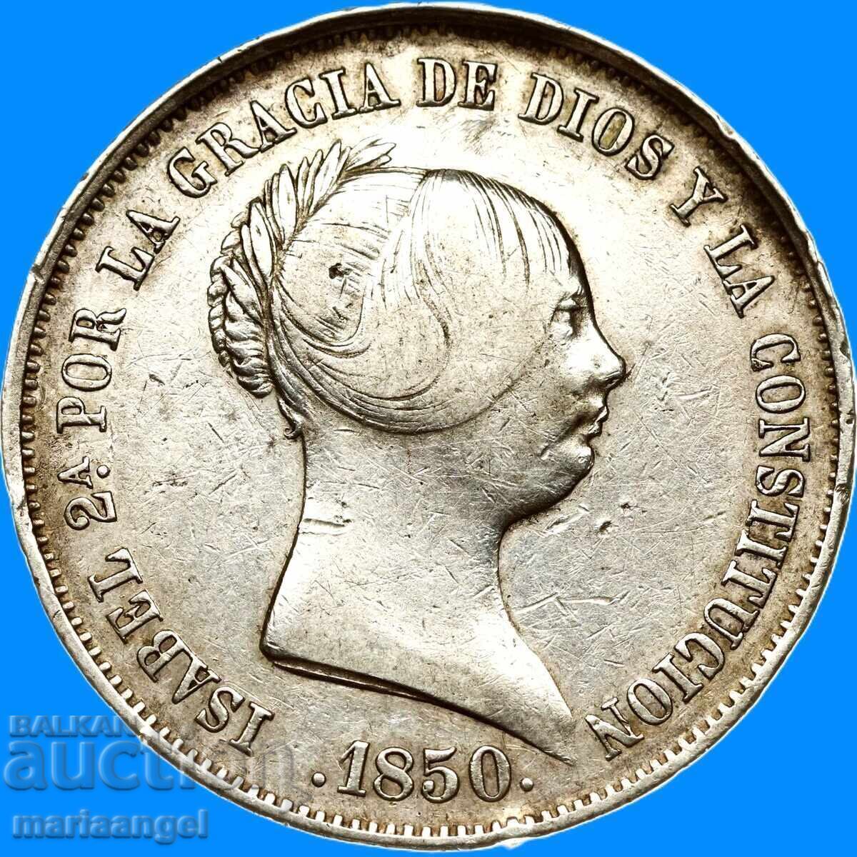 20 Reales 1850 Ισπανία Τάληρο 25,89g Ισαβέλλα Β' (1833-1856) ασήμι - 5 20 Reales 1850 Ισπανία Τάληρο 25,89g Ισαβέλλα Β' (1833-1856) ασήμι - 5