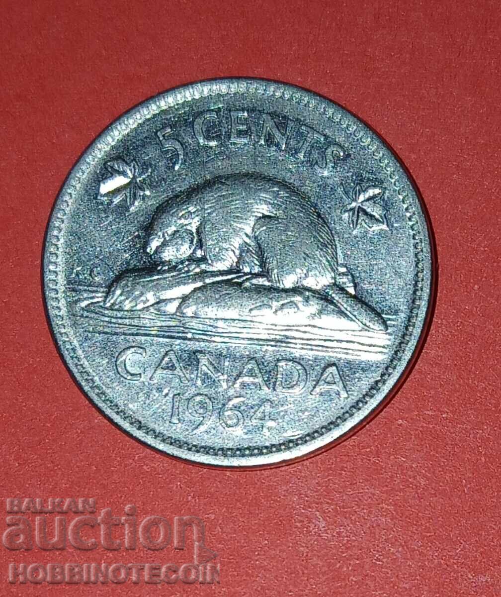 КАНАДА CANADA 5 Цента емисия issue 1964 МНОГО МЛАДА КРАЛИЦА