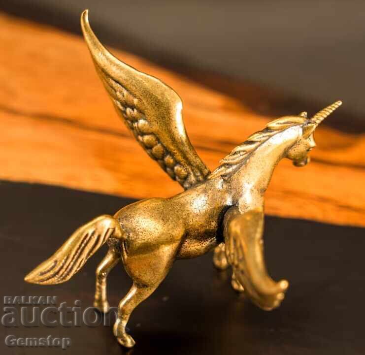 Licitație BZTS!47gr stilizirana bronzova figura ednorog ot 1ts!